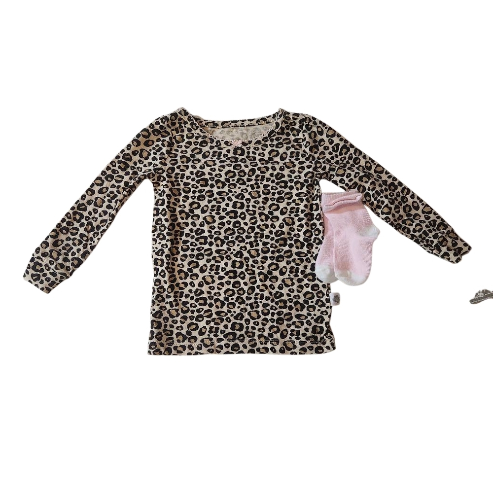 Sleep On‎ It Leopard Print Long Sleeve Pajama Top Size 18 M
